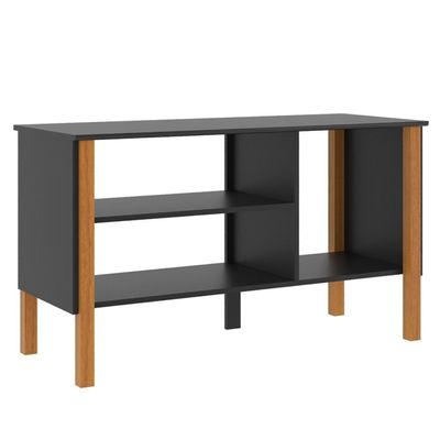 Rack Tv 43 Polegadas 90cm Com 3 Prateleiras Asteca - Preto E Cedro