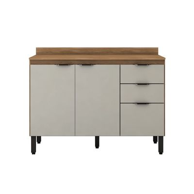 Balcão Demóbile Firenze com 3 Portas 2 Gavetas e 1 Prateleira Amêndoa/Nude Prime TX Amêndoa/Nude Prime TX