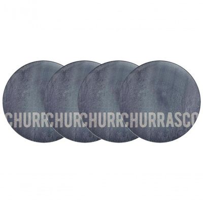 Conjunto De Pratos Raso Tramontina Churrasco Stone 4 Peças Em Porcelana 28cm