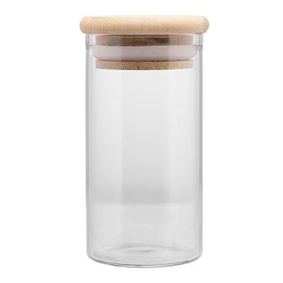 Porta Mantimento Vidro Borossilicato com Tampa Bambu Elegante Wolff 120ml Transparente