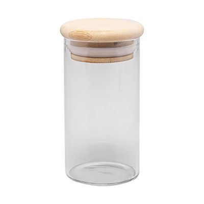 Porta Mantimento Vidro Borossilicato com Tampa Bambu Elegante Wolff 120ml Transparente
