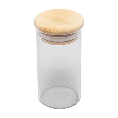 Porta Mantimento Vidro Borossilicato com Tampa Bambu Elegante Wolff 120ml Transparente