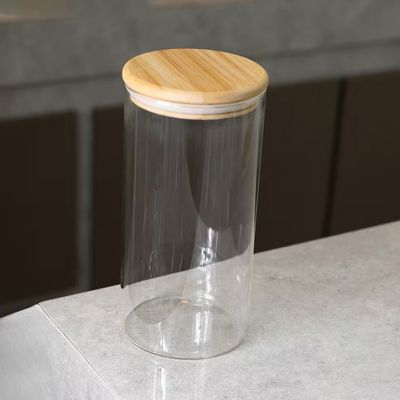 Porta Mantimento Vidro Borossilicato com Tampa Bambu Elegante Wolff 120ml Transparente