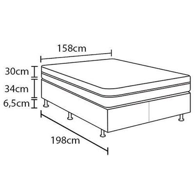 Colchão Queen Size Berlim com Pillow Top e Molas Ensacadas Umaflex + Base Box Itaflex Universal com Baú Castor/Branco/Bege