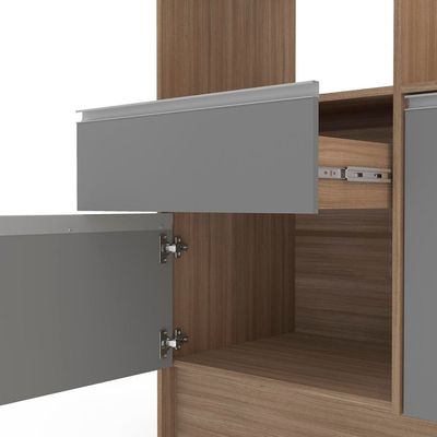Cozinha Compacta Politorno Mov Evora MDP com 6 portas, 1 Gaveta e 1 Prateleira - 182cm de largura Castanho/Cinza