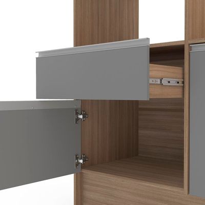 Cozinha Compacta Politorno Mov Evora MDP com 6 portas, 1 Gaveta e 1 Prateleira - 182cm de largura Castanho/Cinza