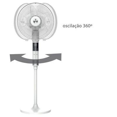 Ventilador de Coluna 40cm Spirit 360º com 3 Velocidades, Controle Remoto, Display LED e Timer de até 8 Horas Branco / 220V