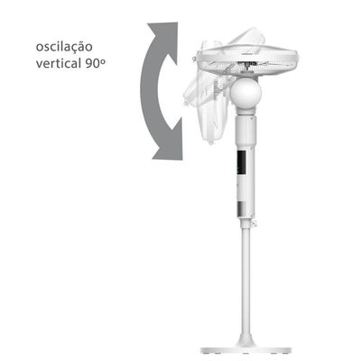 Ventilador de Coluna 40cm Spirit 360º com 3 Velocidades, Controle Remoto, Display LED e Timer de até 8 Horas Branco / 220V
