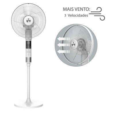 Ventilador de Coluna 40cm Spirit 360º com 3 Velocidades, Controle Remoto, Display LED e Timer de até 8 Horas Branco / 220V