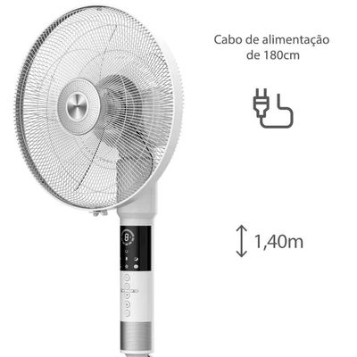 Ventilador de Coluna 40cm Spirit 360º com 3 Velocidades, Controle Remoto, Display LED e Timer de até 8 Horas Branco / 220V
