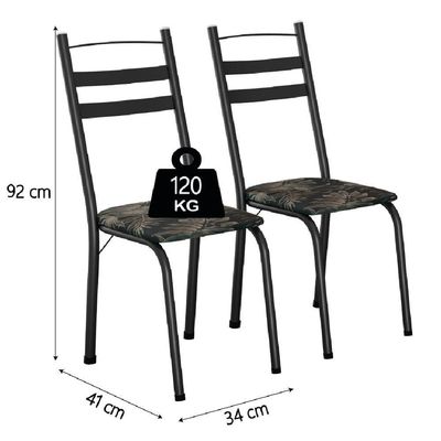 Conjunto De Mesa Sala De Jantar Com 4 Cadeiras Leia Tubular Granito Artefamol Preto/flor