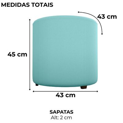 Puff Redondo Copenhage 43cm Veludo Deluxe Milani Store Verde
