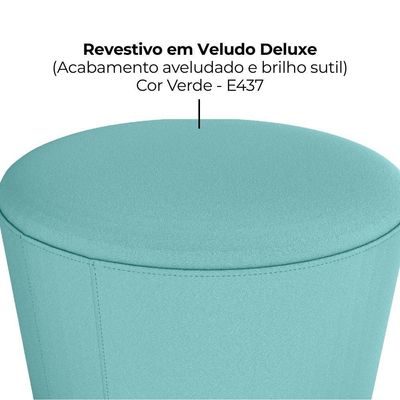 Puff Redondo Copenhage 43cm Veludo Deluxe Milani Store Verde