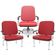 Kit Cadeira De Escritório Giratória E 2 Cadeiras Fixas Cromada Magno P03 Vinil Vermelho - Lyam Decor