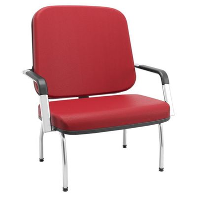Kit Cadeira De Escritório Giratória E 2 Cadeiras Fixas Cromada Magno P03 Vinil Vermelho - Lyam Decor
