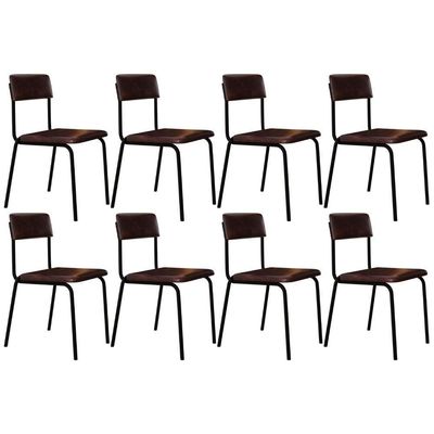 Kit 08 Cadeiras Estofada Para Sala De Jantar Sense Preto C01 Courino Café - Lyam Decor