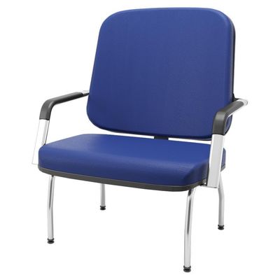 Kit 02 Cadeiras De Escritório Recepção Com Braço Fixa Cromada Magno P03 Vinil Azul - Lyam Decor