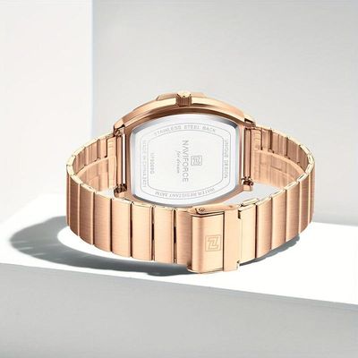 Relógio Masculino Quartzo Com Pulseira De Aço Inoxidavel Impermeavel 3atm Rosa Dourado