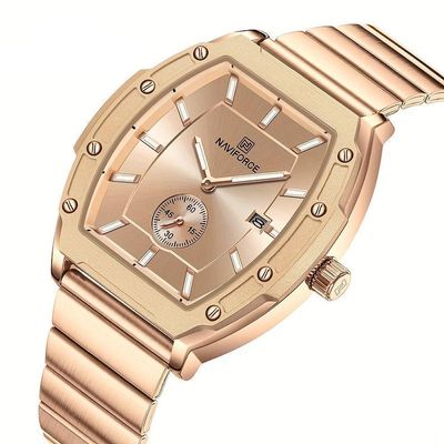Relógio Masculino Quartzo Com Pulseira De Aço Inoxidavel Impermeavel 3atm Rosa Dourado