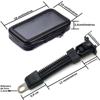 Suporte Smartphone Celular Gps Moto Retrovisor 6,3 Polegadas P/ Moto