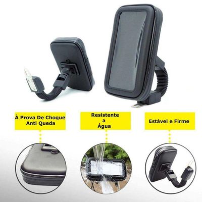 Suporte Smartphone Celular Gps Moto Retrovisor 6,3 Polegadas P/ Moto