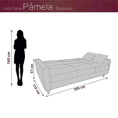 Sofá Cama Casal Premium 3 Lugares Com Baú 2,08 Larg Pamela Matrix Veludo Capuccino