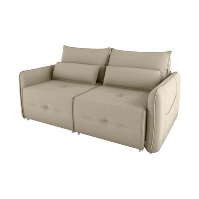 Sofá Cama 2 Lugares Com Com Assentos Divididos Premium Com Almofadas Celine Matrix Suede Bege