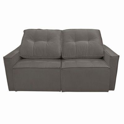 Sofá Retrátil Reclinável 2 Lugares Para Recepção Suede Oslo Cinza