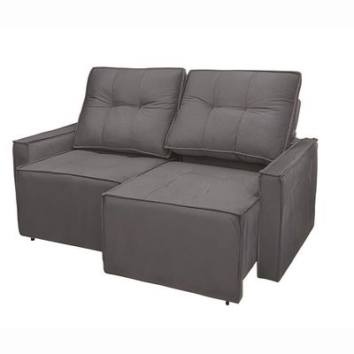 Sofá Retrátil Reclinável 2 Lugares Para Recepção Suede Oslo Cinza