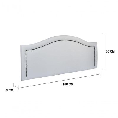 Cabeceira Queen Curva Luxo 160x60 Courino Branco - Tachas Fumê