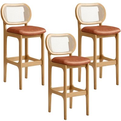 Kit 03 Banquetas Altas Para Cozinha Bancada Sala Tela Betta Fixa L02 Couríssimo Camel - Lyam