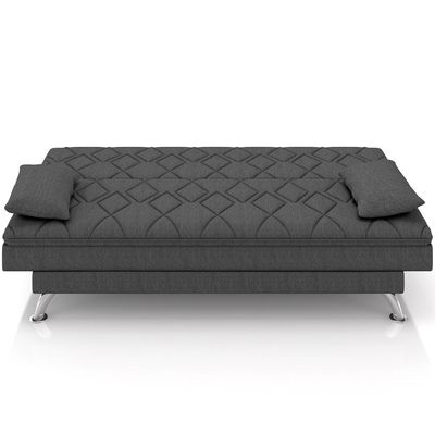 Sofá Cama para Sala de Estar Quarto 193cm Lia M03 Linho Chumbo - Lyam Decor