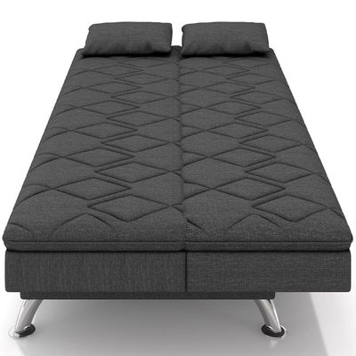 Sofá Cama para Sala de Estar Quarto 193cm Lia M03 Linho Chumbo - Lyam Decor