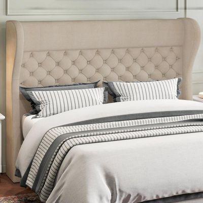 Cabeceira Cama Box Queen 160 cm P05 Madrid Linho Bege Escuro - Lyam Decor