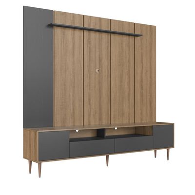 Home Rack E Painel Para Tv Até 75 Polegadas Com Iluminação Led Rotterdam Grafite