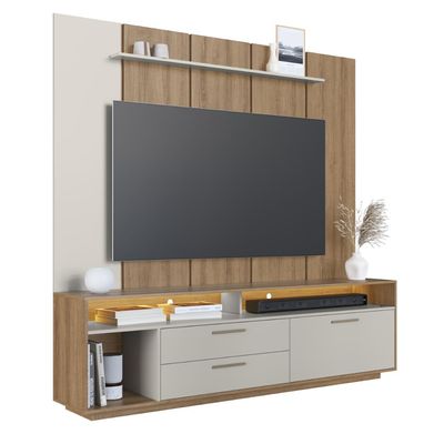Home Rack E Painel Para Tv Até 75 Polegadas Com Iluminação Led Reims Arenas