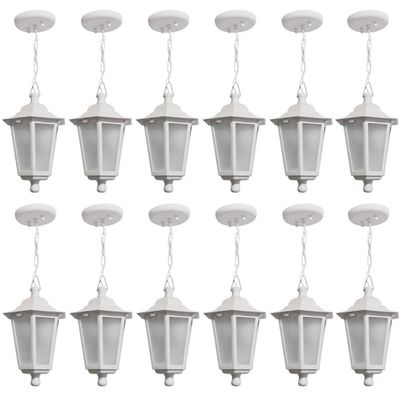Conjunto 12 Pendentes de Teto Coloniais Luminárias Externas Gregas Brancas 58cm Dital