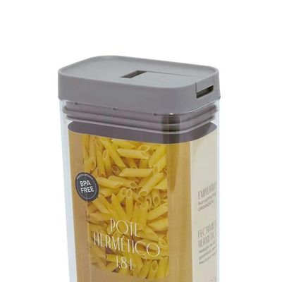 Pote Hermético de Acrílico Retangular Oxford Grey 1,8L