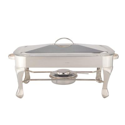 Rechaud retangular em prata Silverlux 38x24x22cm