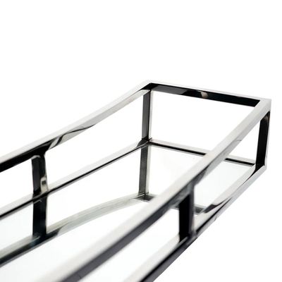 Bandeja retangular em aço inox com espelho Fracalanza 60cm prateada