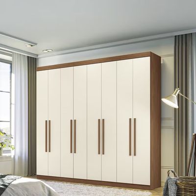Guarda-Roupa Casal Master New com 8 Portas 4 Gavetas e 10 Prateleiras 238,8cm de largura Santos Andirá Jatobá com Areia