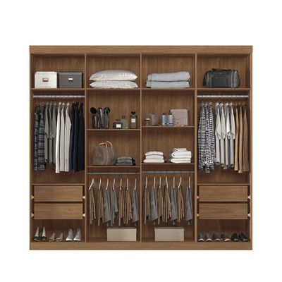 Guarda-Roupa Casal Master New com 8 Portas 4 Gavetas e 10 Prateleiras 238,8cm de largura Santos Andirá Jatobá com Areia