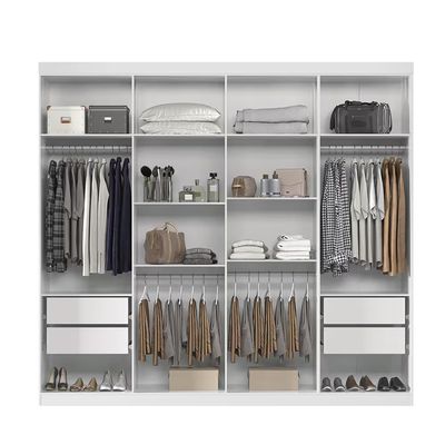 Guarda-Roupa Casal Master New com 8 Portas 4 Gavetas e 10 Prateleiras 238,8cm de largura Santos Andirá Branco