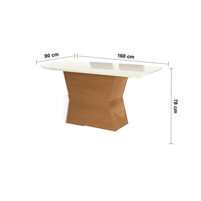 Mesa de Jantar Retangular Kappesberg Jade com 6 Cadeiras Canela com Off White
