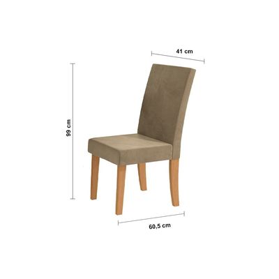 Mesa de Jantar Retangular Kappesberg Jade com 6 Cadeiras Canela com Off White