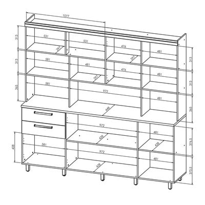Cozinha Compacta Nobreza com 7 Portas 2 Gavetas e 4 Prateleiras 210cm de largura Nesher Bege