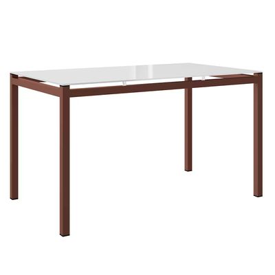 Mesa de Jantar Retangular Alexa com Tampo de Vidro de 140X80cm com 4 Cadeiras de Jantar Revestimento em Courino Fabone Off White