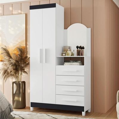 Cômoda Palumóveis New Capri com 2 Portas e 4 Gavetas 103cm de Largura Branco/Quadriflex