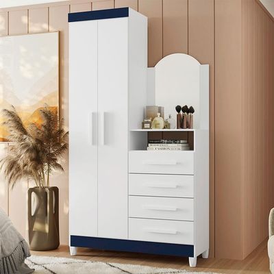 Cômoda Palumóveis New Capri com 2 Portas e 4 Gavetas 103cm de Largura Branco/Quadriflex
