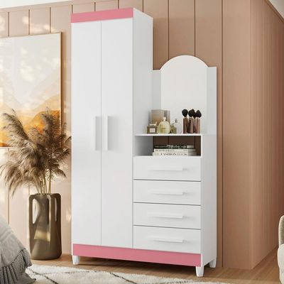 Cômoda Palumóveis New Capri com 2 Portas e 4 Gavetas 103cm de Largura Branco/Quadriflex